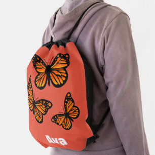 Monarch Butterfly Design - Drawstring Backpack