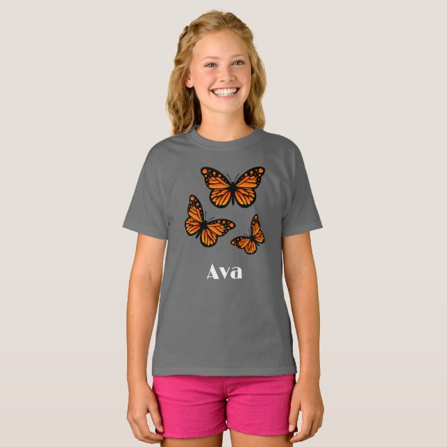 Monarch Butterfly Design - Girls' Basic T-Shirt (Front Full)