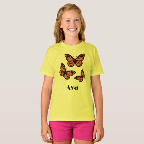 Monarch Butterfly Design _ Girls Basic T_Shirt