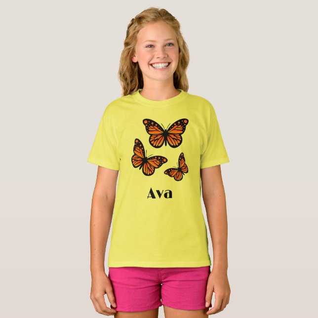 Monarch Butterfly Design - Girls' Basic T-Shirt (Front Full)