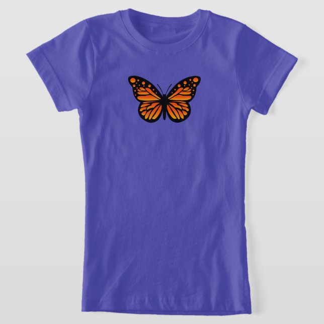 Monarch Butterfly Design - Girls' Fine Jersey T-Sh T-Shirt (Laydown)