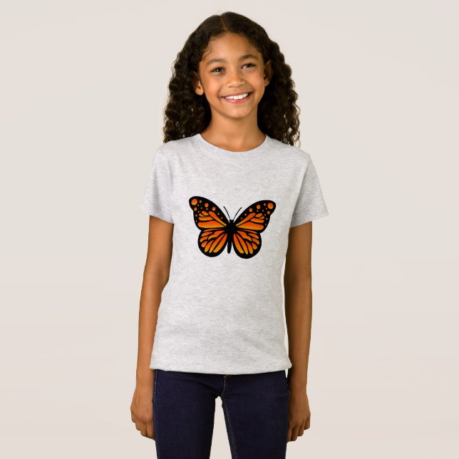 Monarch Butterfly Design - Girls' Fine Jersey T-Sh T-Shirt (Front Full)