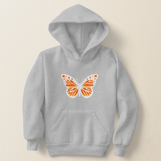 Monarch Butterfly Design - Kids' Pullover Hoodie (Laydown)