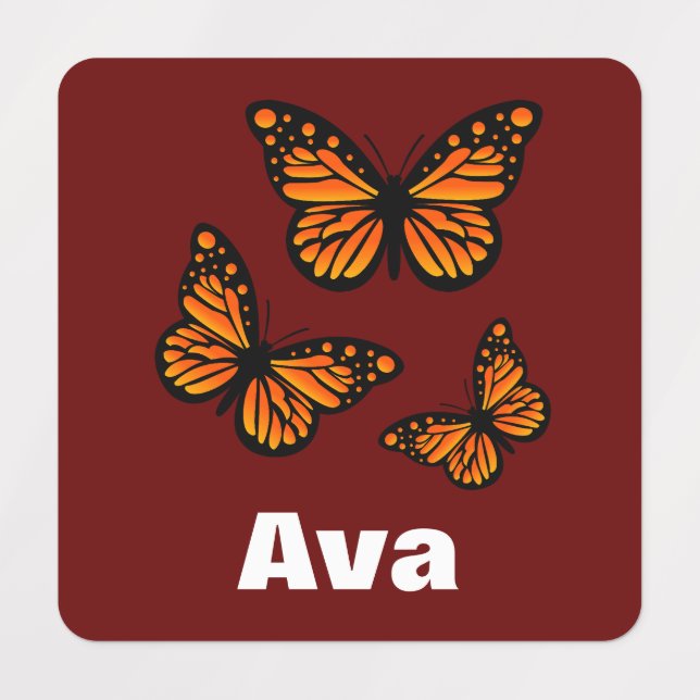 Monarch Butterfly Design - Small Square Clothing L Labels (Design 2)