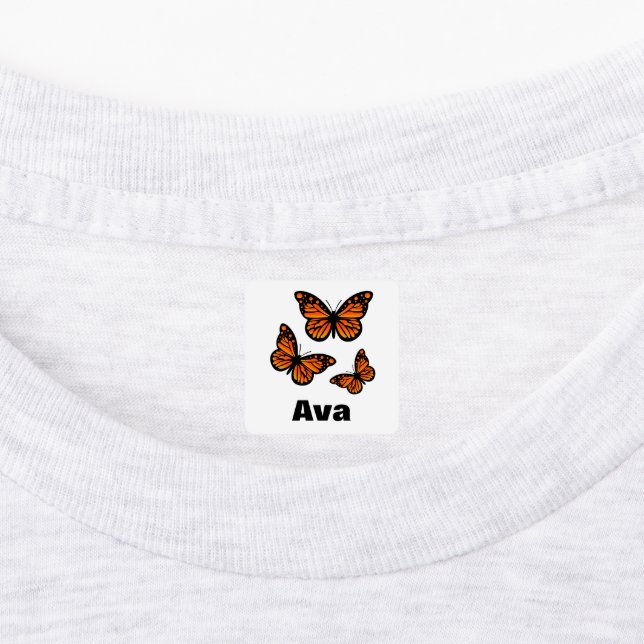 Monarch Butterfly Design - Small Square Clothing L Labels (Affixed)