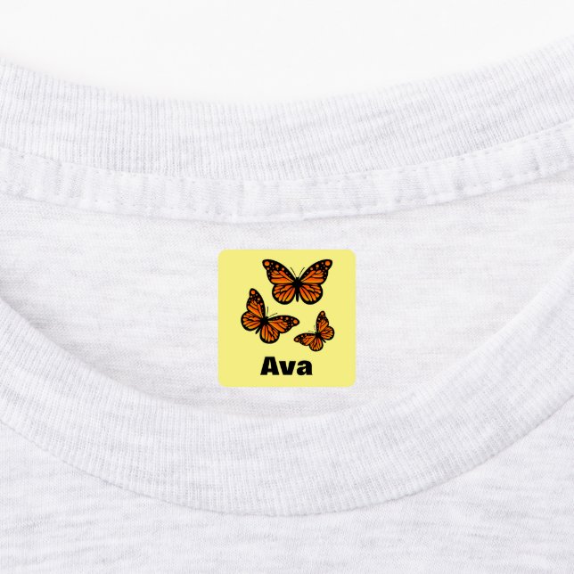 Monarch Butterfly Design - Small Square Clothing L Labels (Affixed)