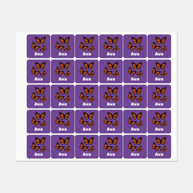 Monarch Butterfly Design - Small Square Clothing L Labels (Sheet)