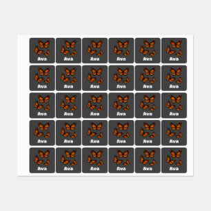 Monarch Butterfly Design - Small Square Clothing L Labels