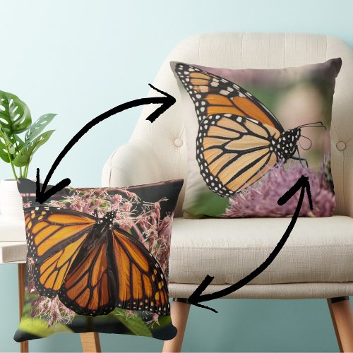 Monarch Butterfly Double_Sided Nature Photography Throw Pillow