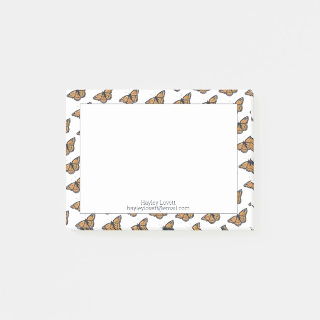 Monarch Butterfly Elegant Pattern Add Your Name Post-it Notes (Front)