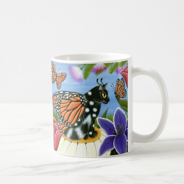 Monarch Butterfly Fairy Cat Fantasy Art Mug (Right)