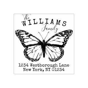Personalized Custom Return Address Rubber Stamp or Self Inking Stamp Insects Butterfly Wings Butterfly Return Address Stamp