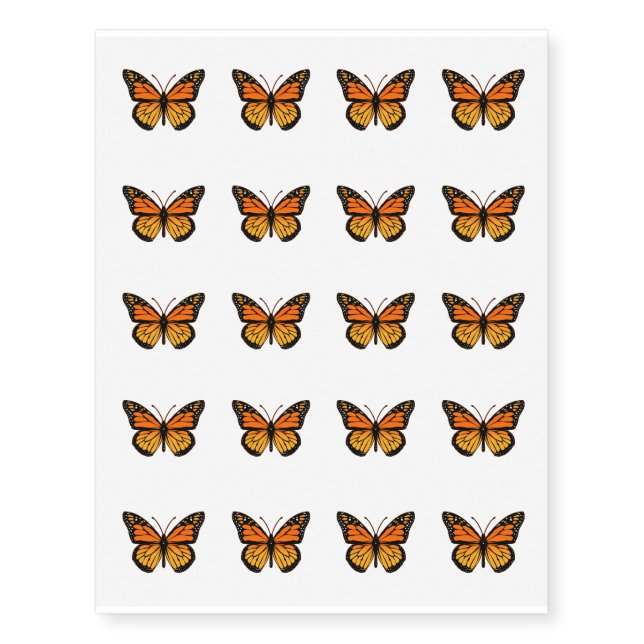 Monarch Butterfly Fashion Temporary Tattoos (Front)