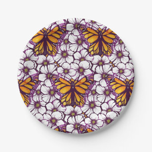 Monarch Butterfly Floral Paper Plates