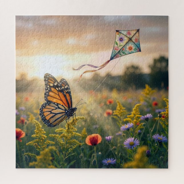 Monarch Butterfly Flying a Kite Jigsaw Puzzle (Vertical)
