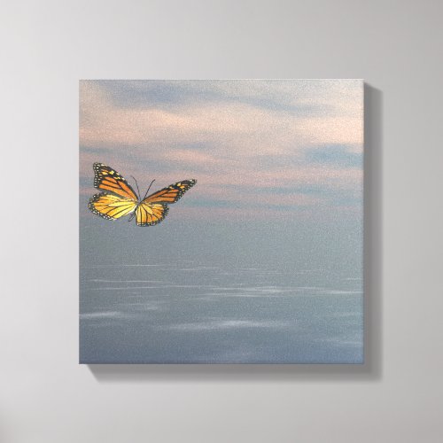 Monarch butterfly flying upon the ocean canvas print