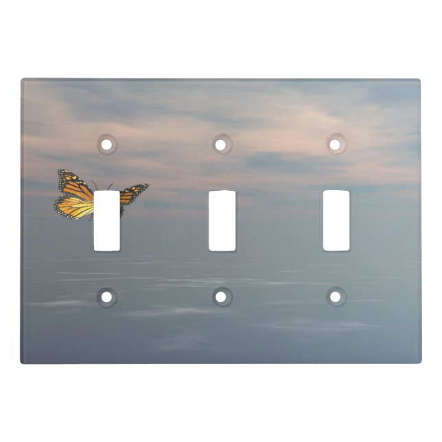 monarch butterfly flying upon the ocean light switch cover (Front)