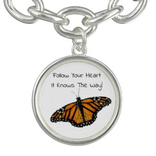 Monarch Butterfly Follow Heart Charm Bracelet