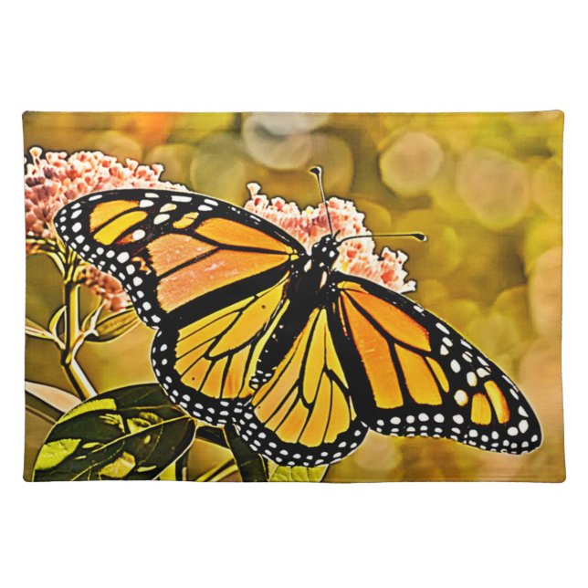  Monarch Butterfly Garden Art Cloth Placemat (Front)