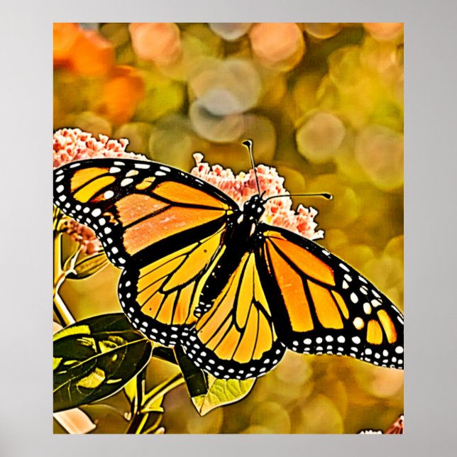  Monarch Butterfly Garden Art Poster (Front)