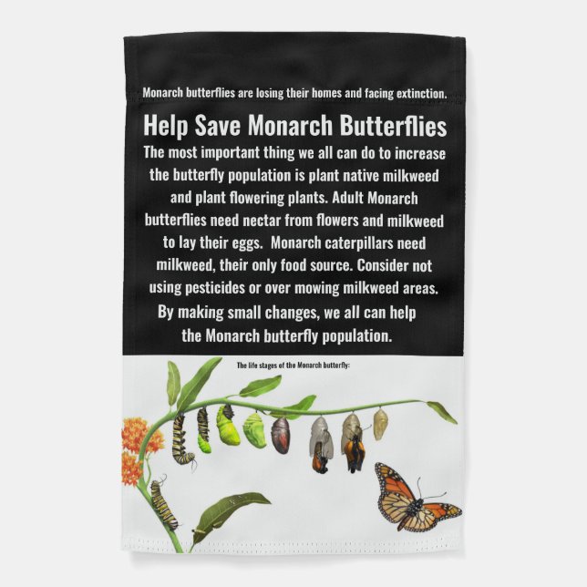 Monarch butterfly garden flag (Front)