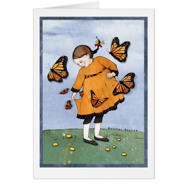 Monarch Butterfly Girl  Cards (Front)