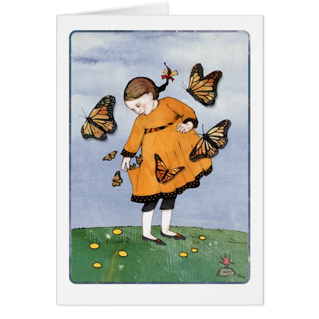 Monarch Butterfly Girl Greeting Card (Front)