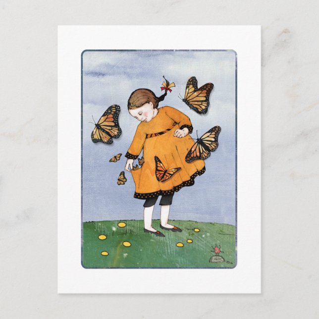 Monarch Butterfly Girl Postcard (Front)