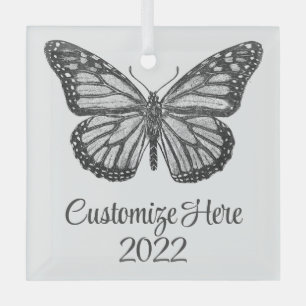 Monarch butterfly glass ornament