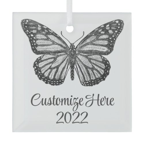 Monarch butterfly glass ornament