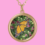 Monarch Butterfly Gold Plated Necklace<br><div class="desc">A Monarch Butterfly among colorful wildflowers with wings wide spread is captured on this beautiful pendant necklace. To many throughout the world, the butterfly is symbolic of change, hope, transformation and life and this beautiful pendant necklace captures all these uplifting, life affirming sentiments. This image is original nature photography by...</div>