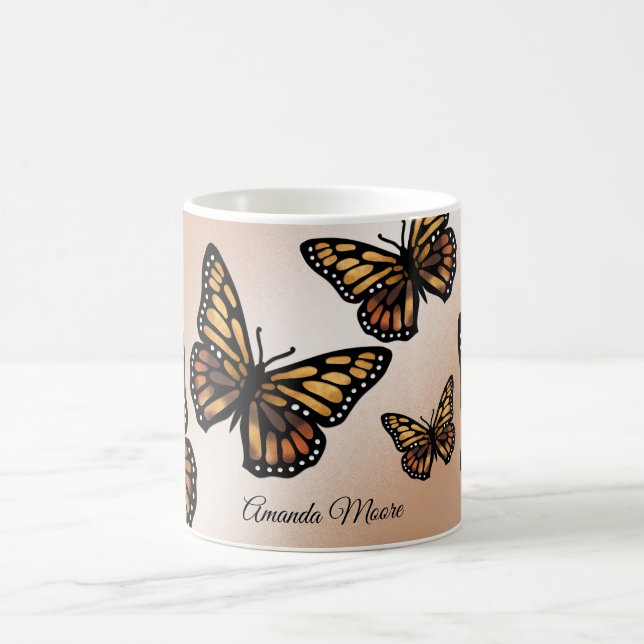 Monarch butterfly golden wings summer nature coffee mug (Center)