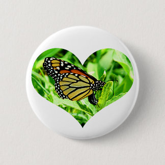Monarch Butterfly Heart Button
