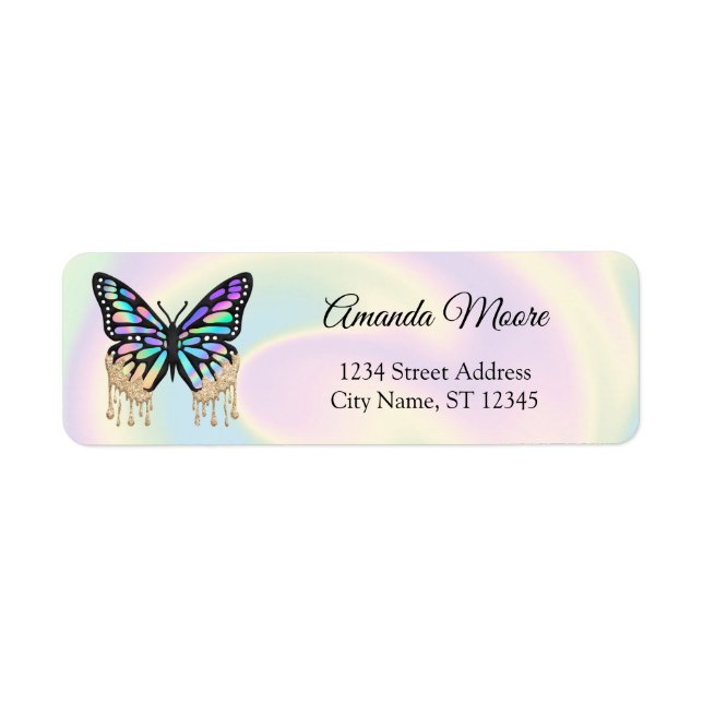 Monarch butterfly holograph foil wings modern labe label (Front)