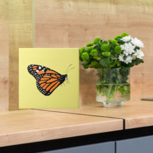 Monarch Butterfly Illustration Orange and Yellow  Ceramic Tile