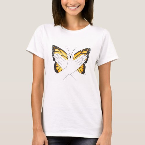 Monarch Butterfly In ASL T_Shirt