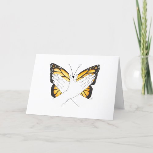 Monarch Butterfly In ASL Thank You Card