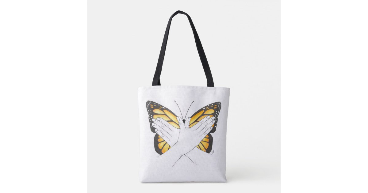 Alice in Wonderland playing with cute cat and butterflies Tote Bag