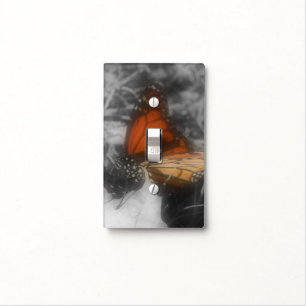 Monarch Butterfly In Black And White Nature Light Switch Cover