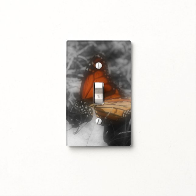 Monarch Butterfly In Black And White Nature Light Switch Cover (In Situ)