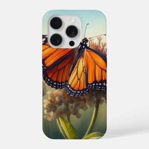 Monarch Butterfly in Bloom _ Watercolor iPhone 15 Pro Case