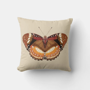 Monarch Butterfly in Brown, Rust and Cream Throw Pillow