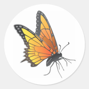 Monarch Butterfly in Flight Classic Round Sticker