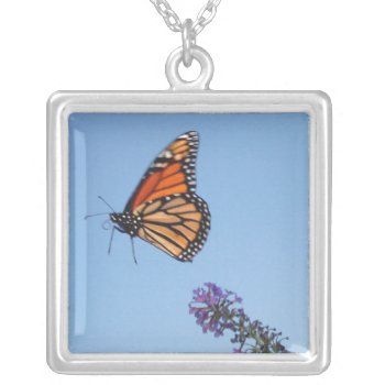 Monarch Butterfly In Flight Necklace by erinphotodesign at Zazzle