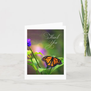 Monarch Butterfly in floral setting Letterpress Thank You Card