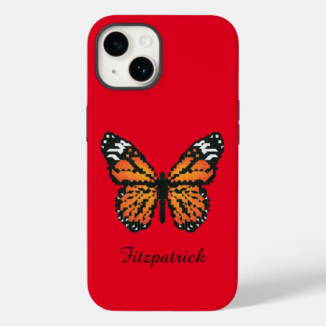Monarch butterfly in polygon / Personalized name Case-Mate iPhone Case (Back)