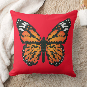 Monarch butterfly in polygon throw pillow