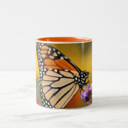 Monarch Butterfly In Search of Pollen Two-Tone Coffee Mug