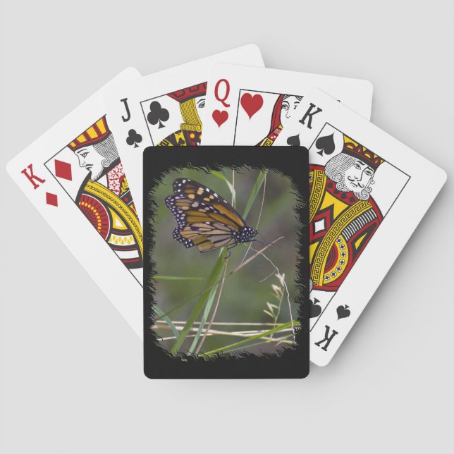 Monarch Butterfly in the Grass Black Edge Poker Cards (Back)