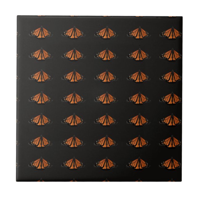 Monarch Butterfly  in the key of Orange Ceramic Tile (Front)